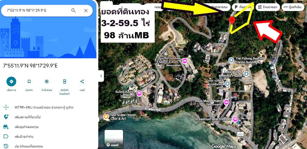 ขายที่ดิน 3-2-59.5 ไร่ RAI ซีวิว SEAVIEW ป่าตอง ภูเก็ต แปลง GOLDEN LAND เนินเขาทำเลดีเยี่ยม วิวอลังก